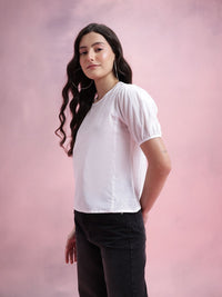 DressBerry Puff Sleeves Pure Cotton Top