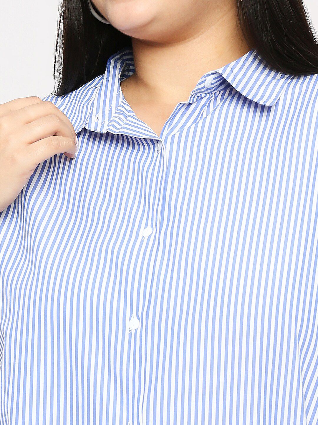 Style Quotient Plus Size Striped Smart Formal Shirt