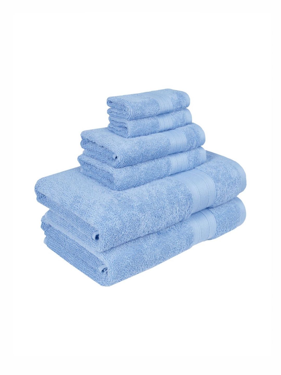 MYTRIDENT Turquoise Blue 6 Pieces Pure Cotton 500 GSM Towel Set