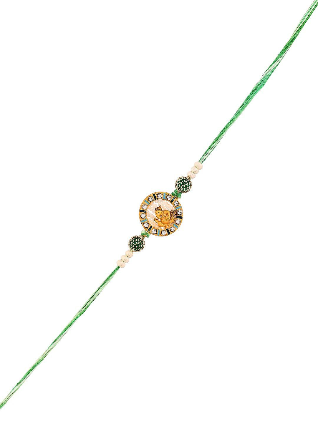 Voylla Men Lord Ganesh Pearl Beaded Rakhi