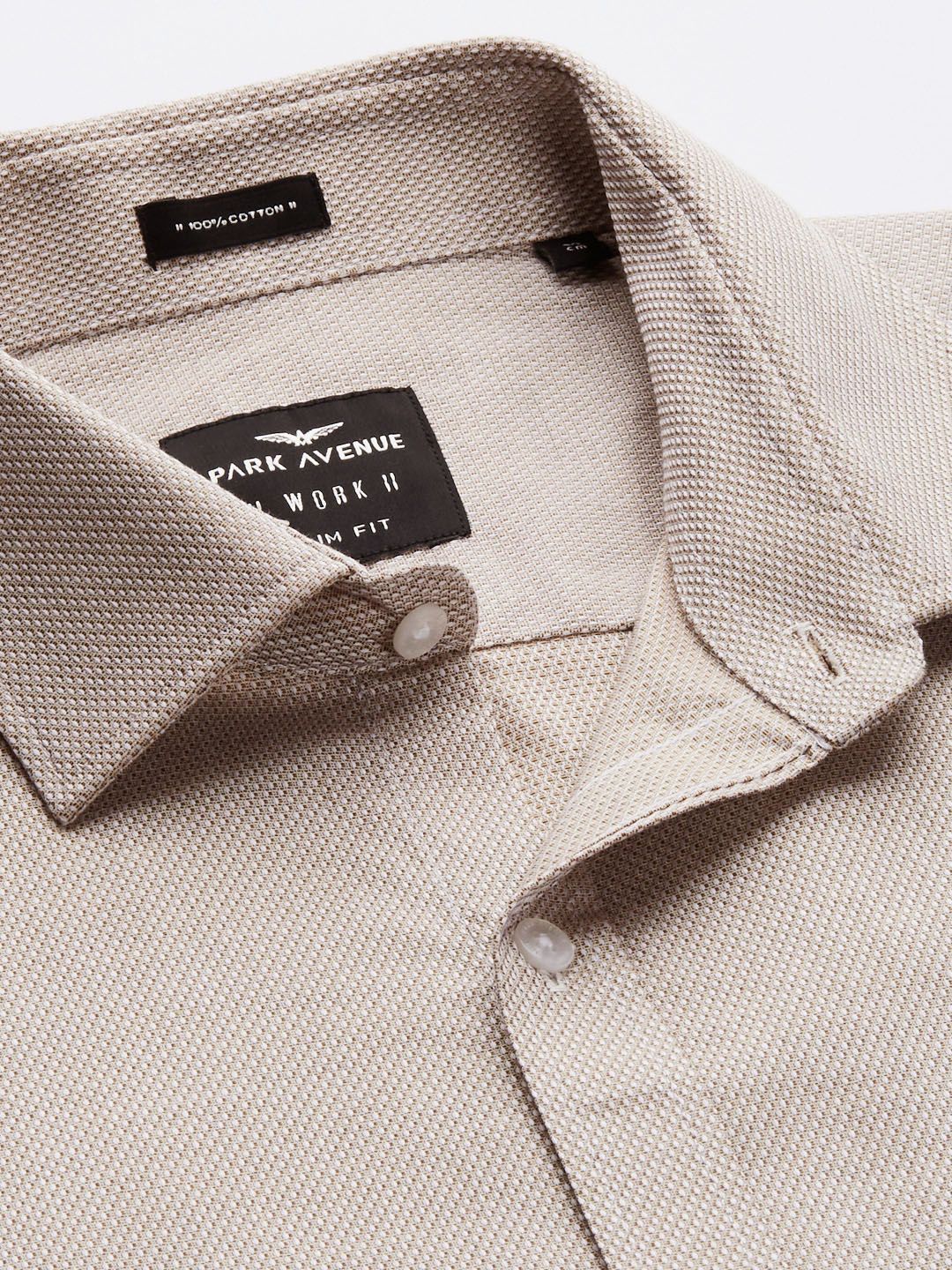 Park Avenue Men Grey Self Designed Textured Slim Fit Pure Cotton Formal Shirt