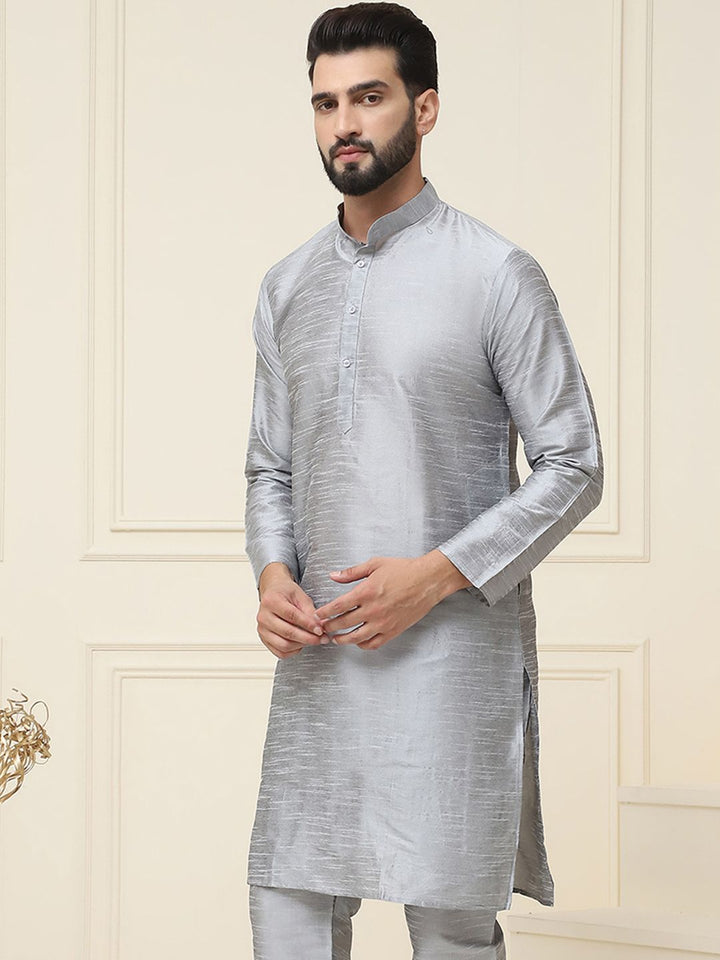 SOJANYA Lelaki Grey Solid Kurta Lurus