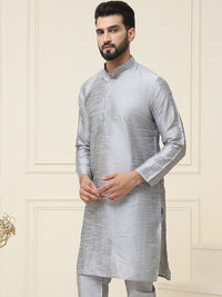 SOJANYA Lelaki Grey Solid Kurta Lurus