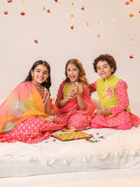 pspeaches Boys Ethnic Motifs Printed Pure Cotton Kurta With Pyjamas And Nehru Jacket