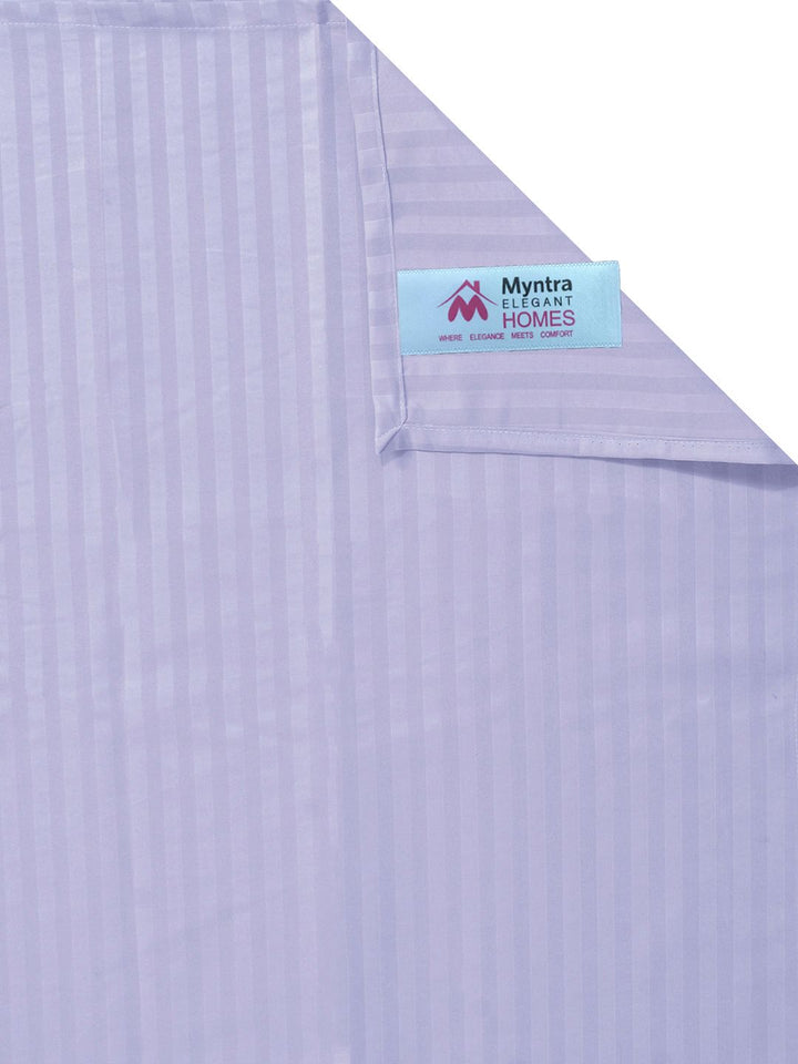 Myntra Elegant Homes Lavender & White Striped 300 TC King Bedsheet dengan 2 Sarung Bantal