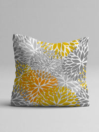 STITCHNEST Yellow & Grey Set of 5 Floral Square Cushion Covers