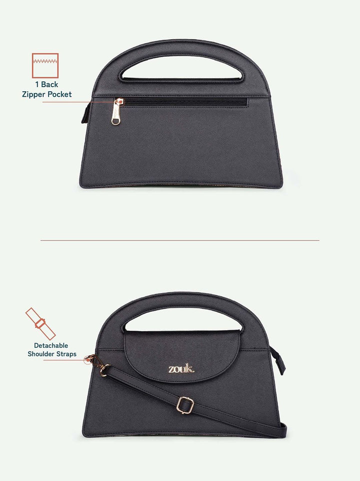 ZOUK Printed Structured Sling Bag with Applique