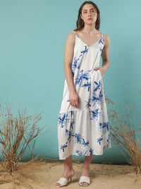 RAREISM Floral Printed A-Line Midi Dress