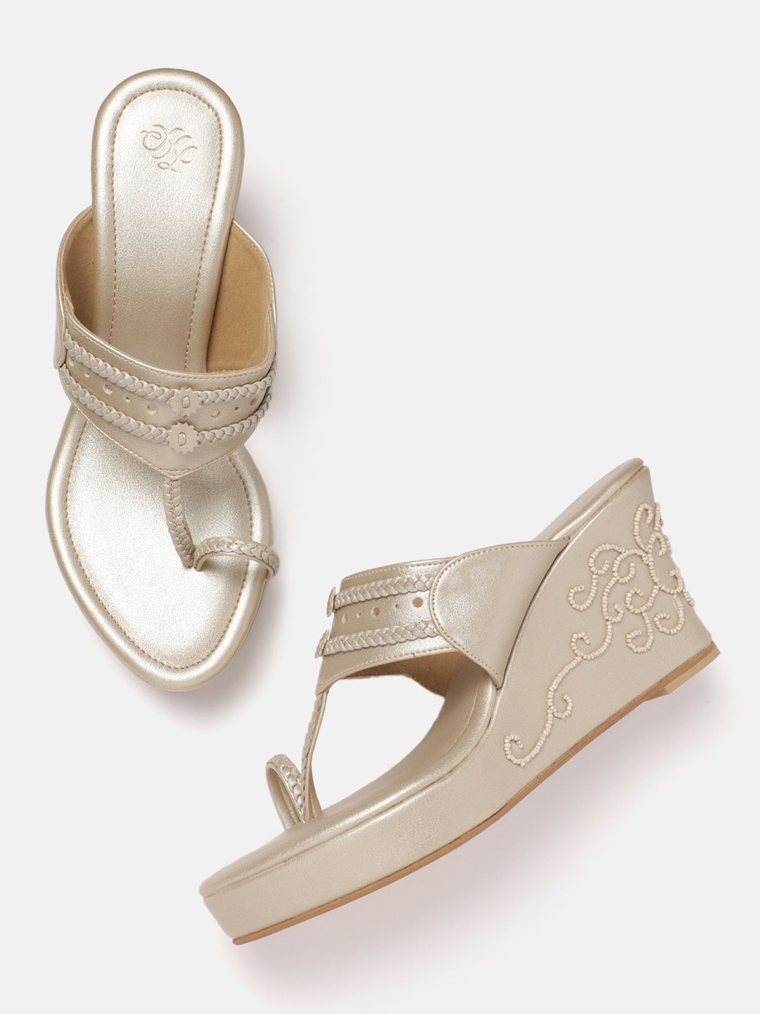 House of Pataudi Ethnic Embellished Wedge Heel