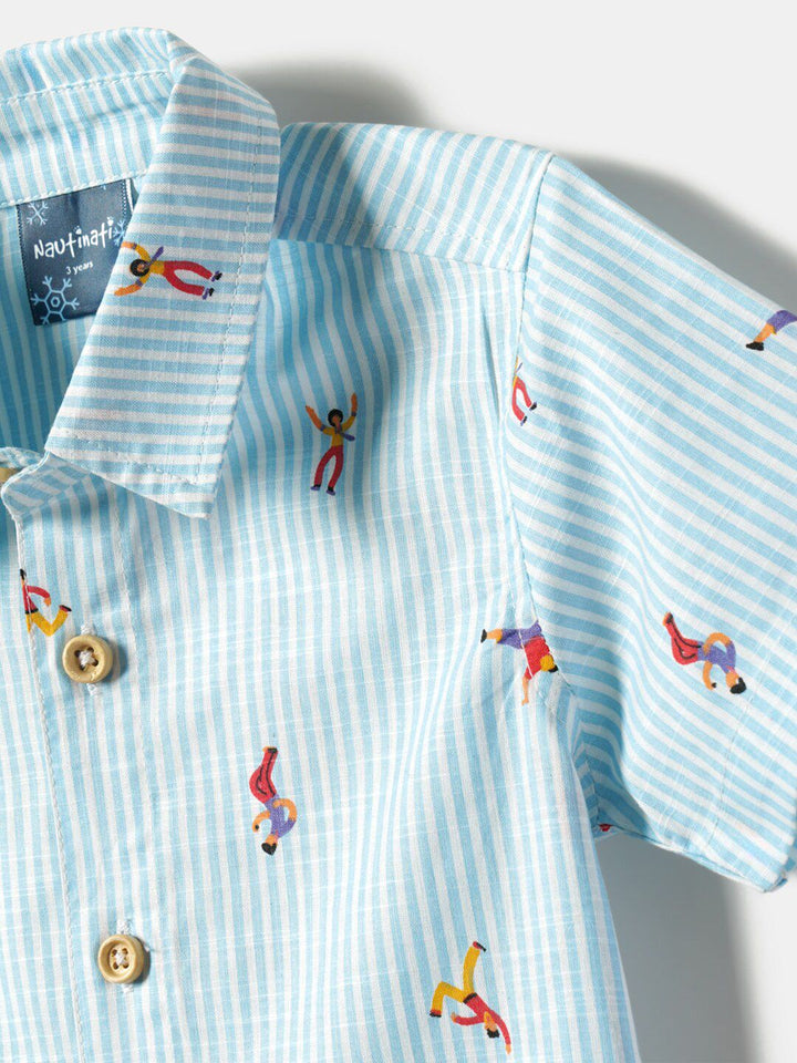 Nauti Nati Boys Printed Pure Cotton Shirt with Shorts