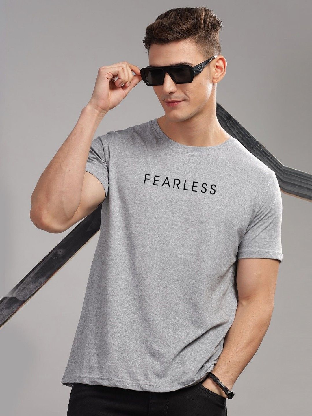 ADRO Men Typography Printed Raw Edge T-shirt