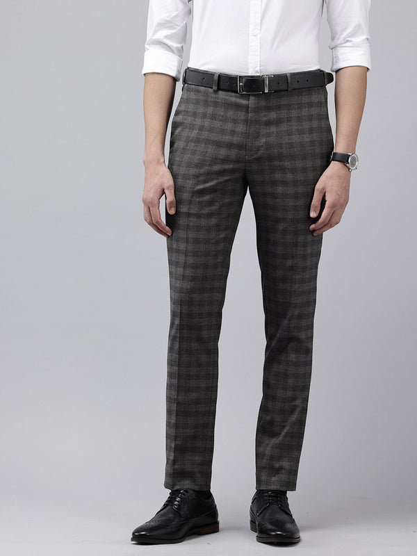 Park Avenue Men Checked Super Slim Fit Trousers