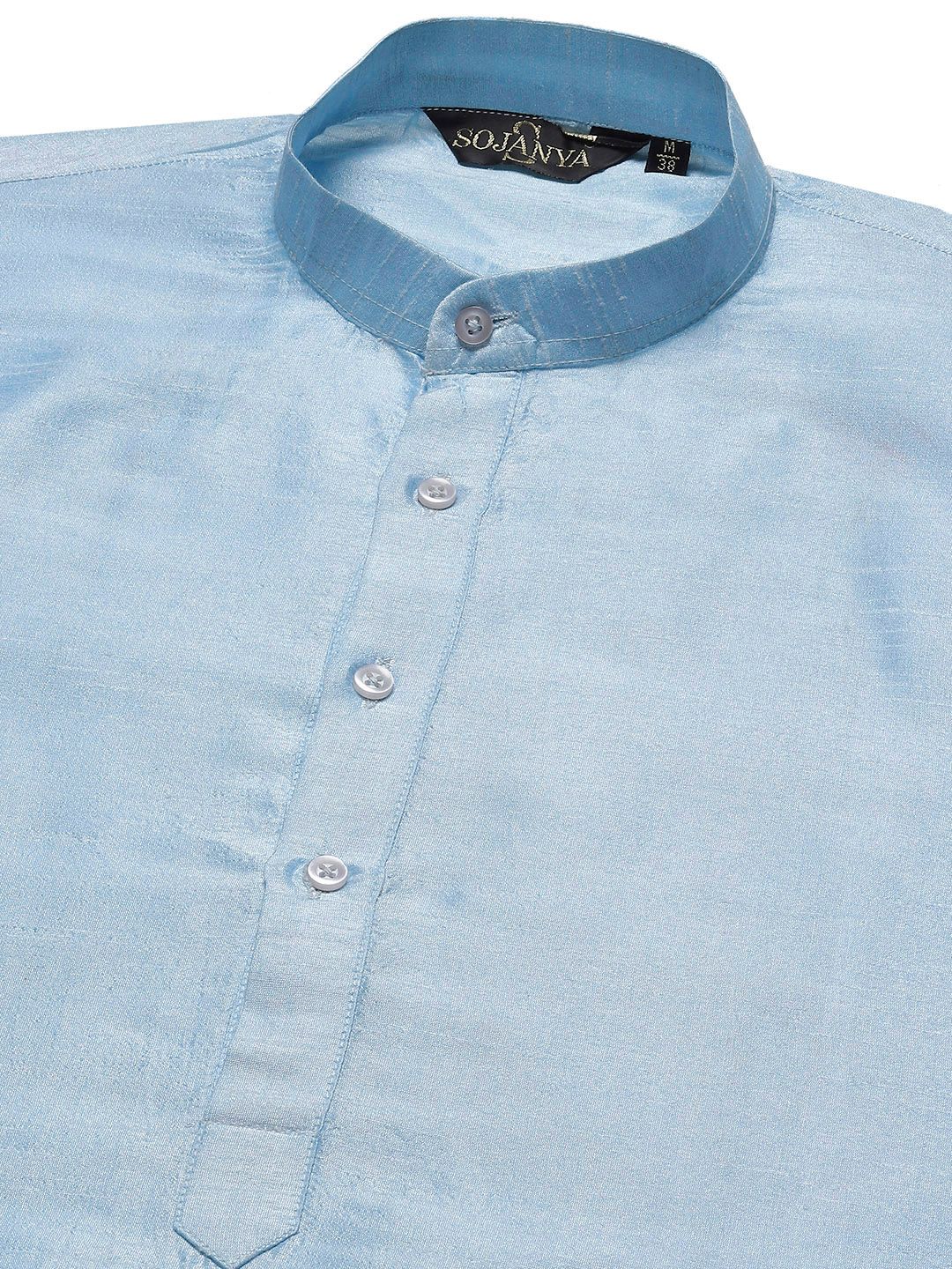 SOJANYA Men Blue Embroidered Kurta with Churidar