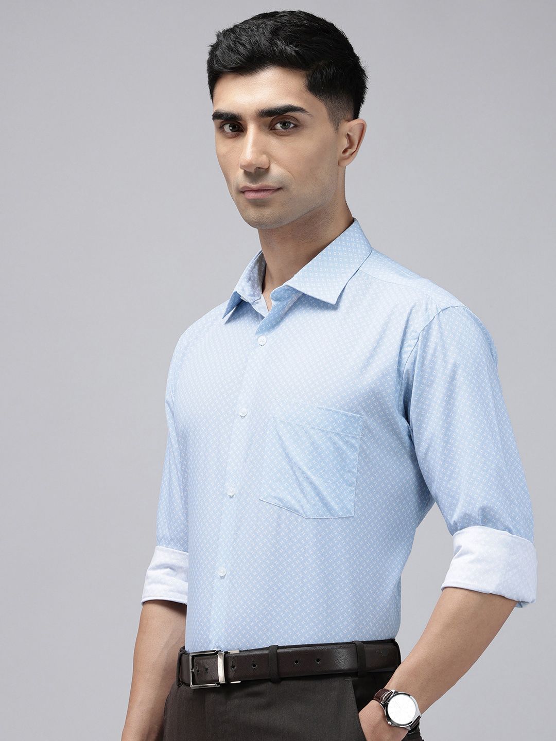 Park Avenue Slim Fit Geometric Printed Pure Cotton Formal Shirt