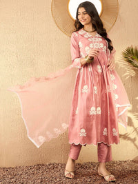 KALINI Women Embroidered Empire Thread Work Kurta with Trousers & With Dupatta