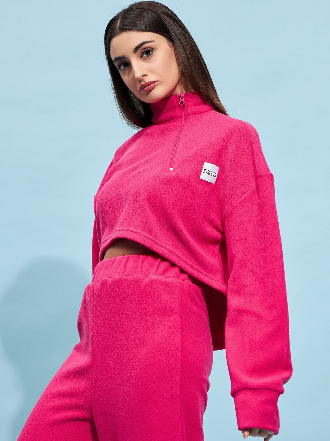 STREET 9 High Neck Crop Sweatshirt