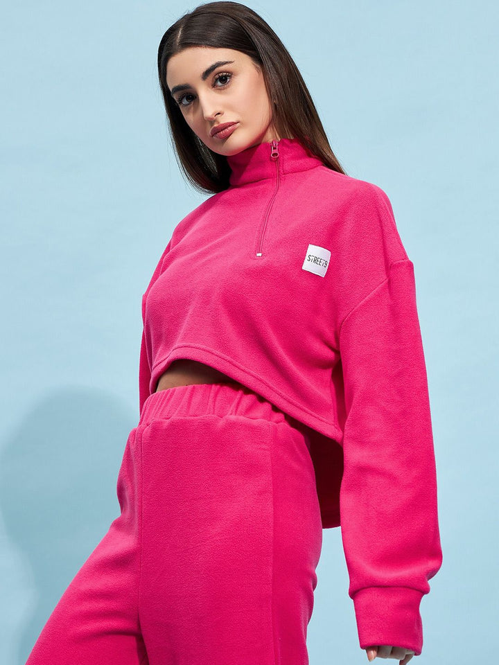 STREET 9 High Neck Crop Sweatshirt
