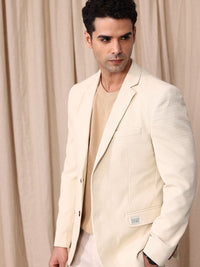 Mr.Bowerbird Self Design Textured Tailored Fit Single Breasted Casual Blazer