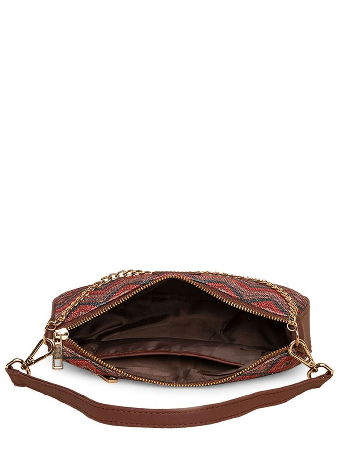 ZOUK Geometric Printed Structured Baguette Bag Handbags