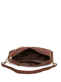 ZOUK Geometric Printed Structured Baguette Bag Handbags
