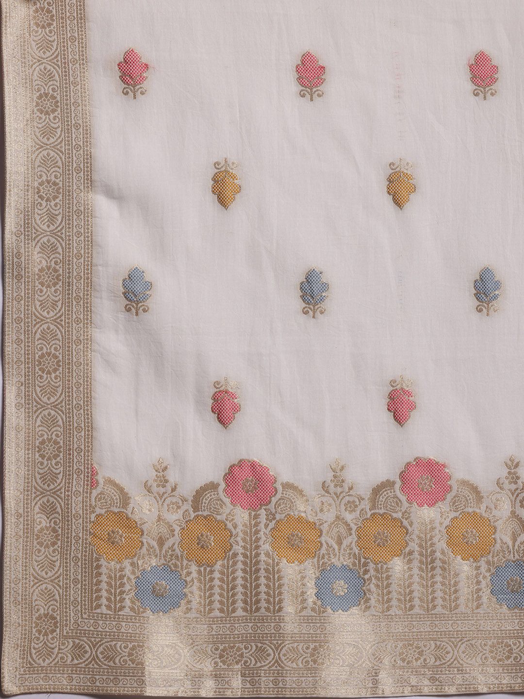 Libas Floral Woven Design Regular Linen Kurta with Palazzos & With Dupatta