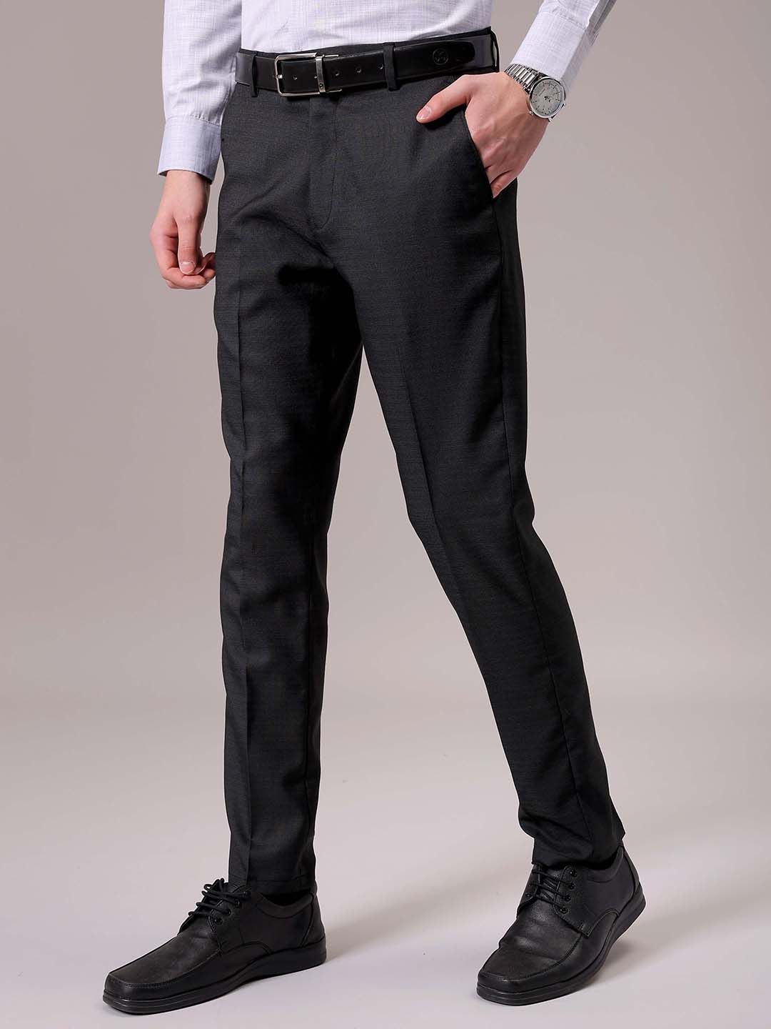 The Indian Garage Co. X Luxe Men Self-Checked Slim Fit Formal Trousers