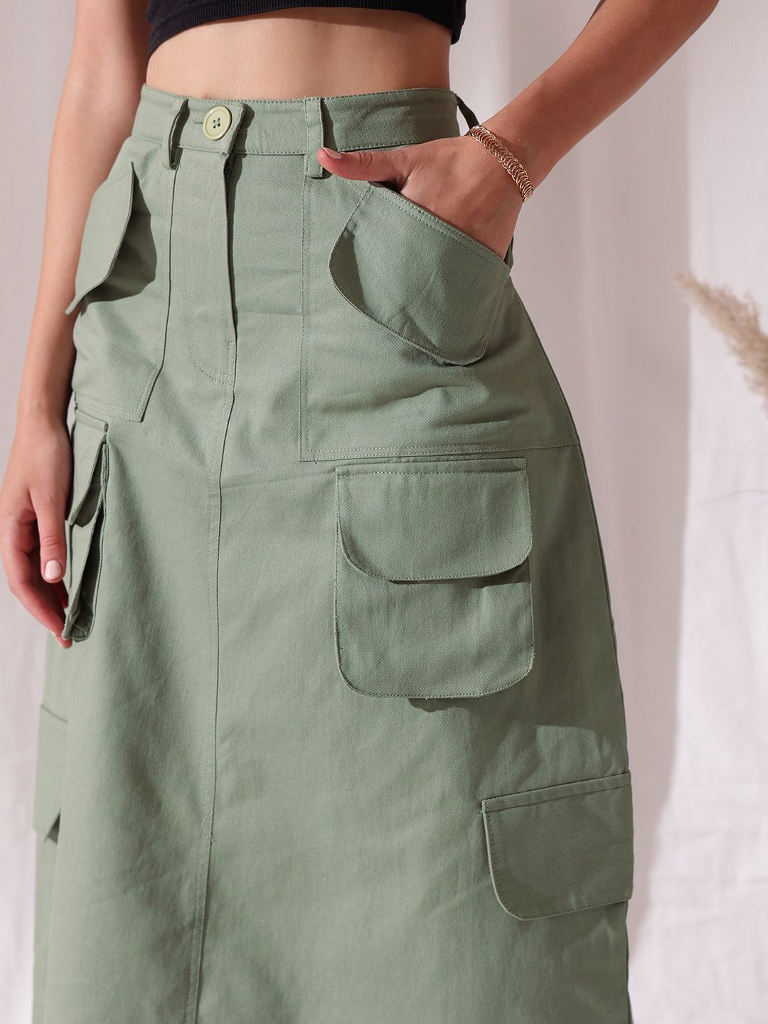 STREET 9 Pure Cotton Straight Midi Skirt