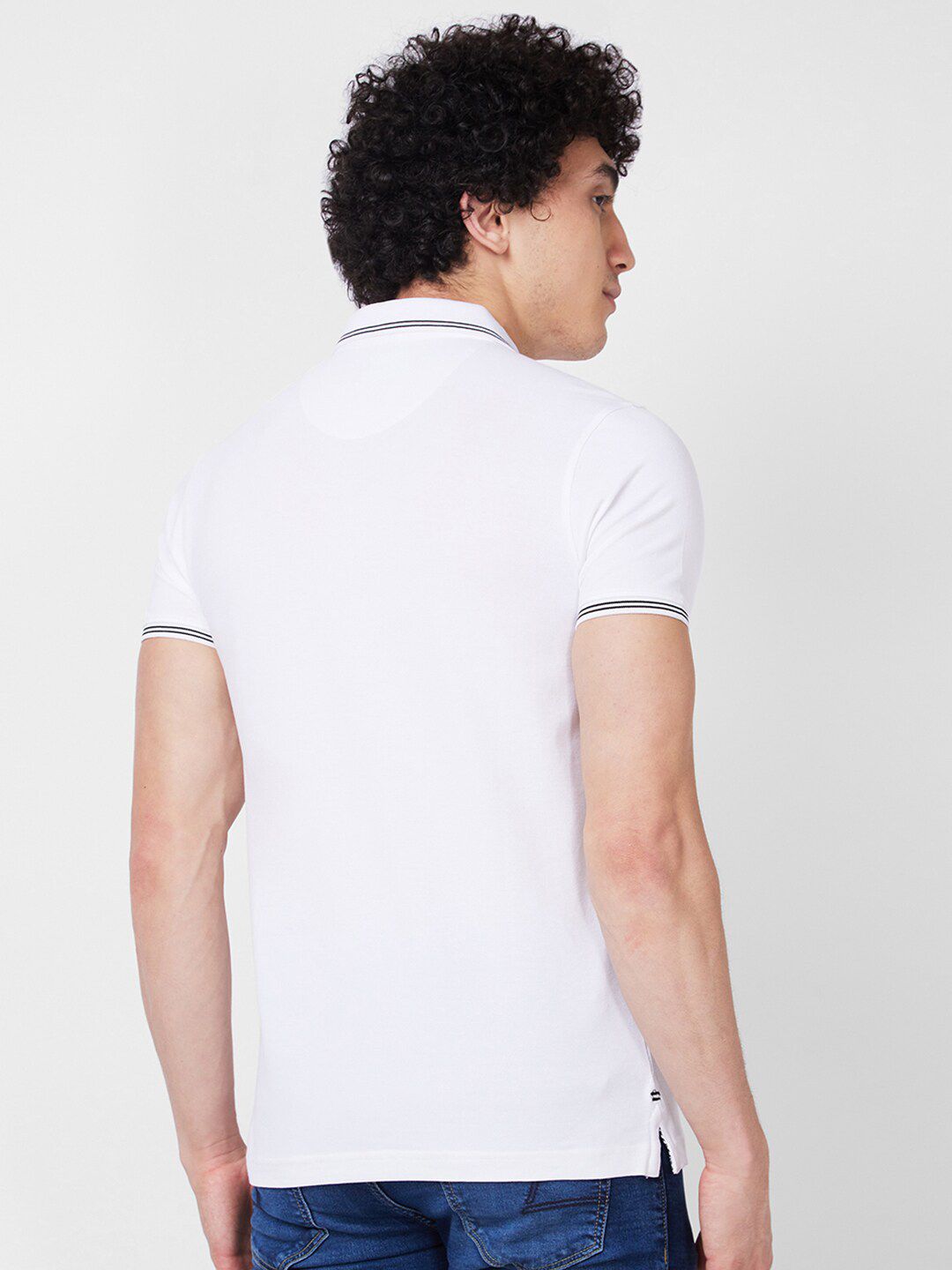 SPYKAR Polo Collar Short Sleeves Cotton Slim Fit T-shirt