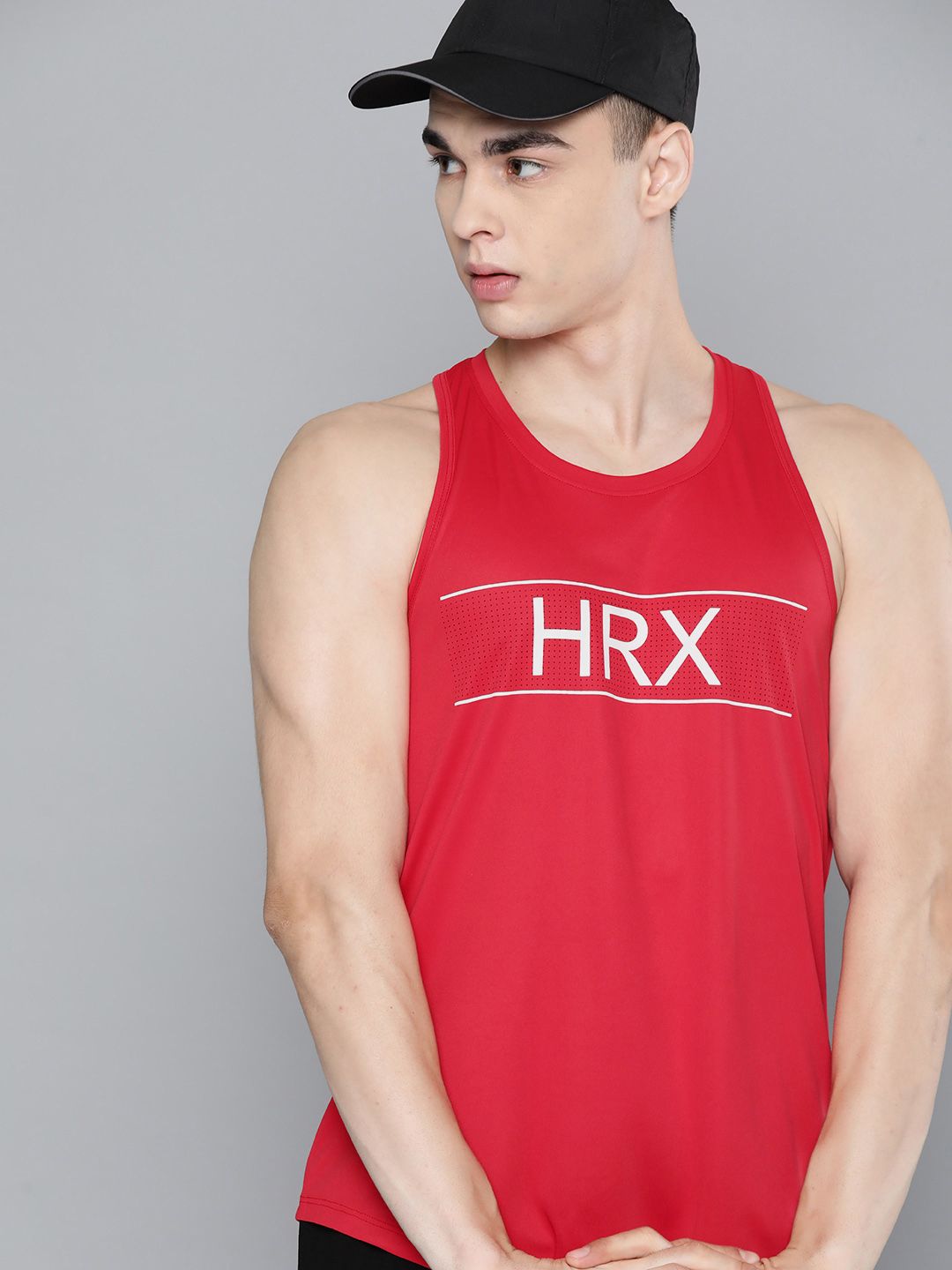 HRX by Hrithik Roshan Brand Logo Print Rapid-Dry Sleeveless Training T-shirt