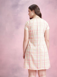 DressBerry Checked Tie-Up Neck Shirt Dress