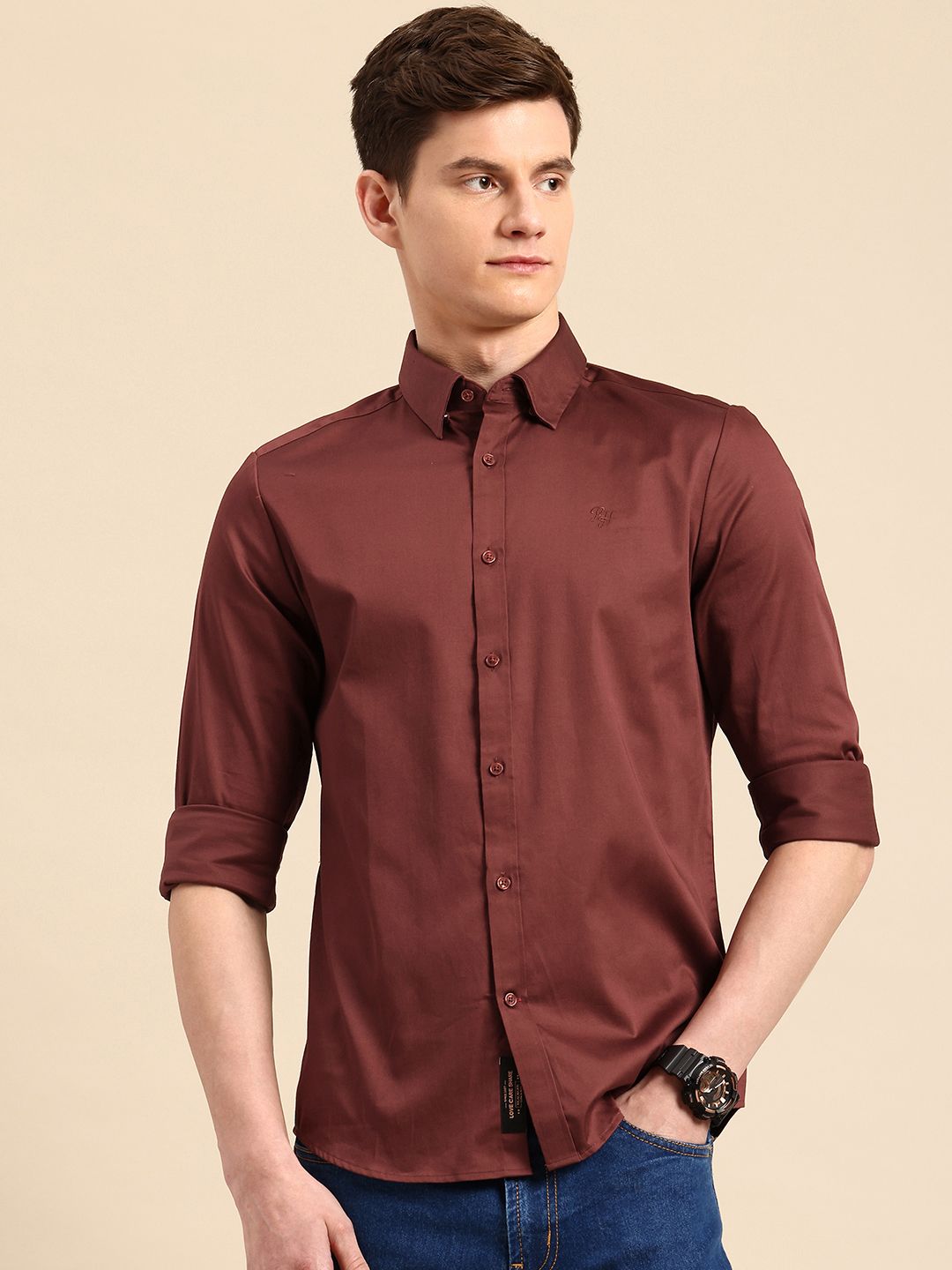 Being Human Slim Fit Button-Down Collar Casual Shirt