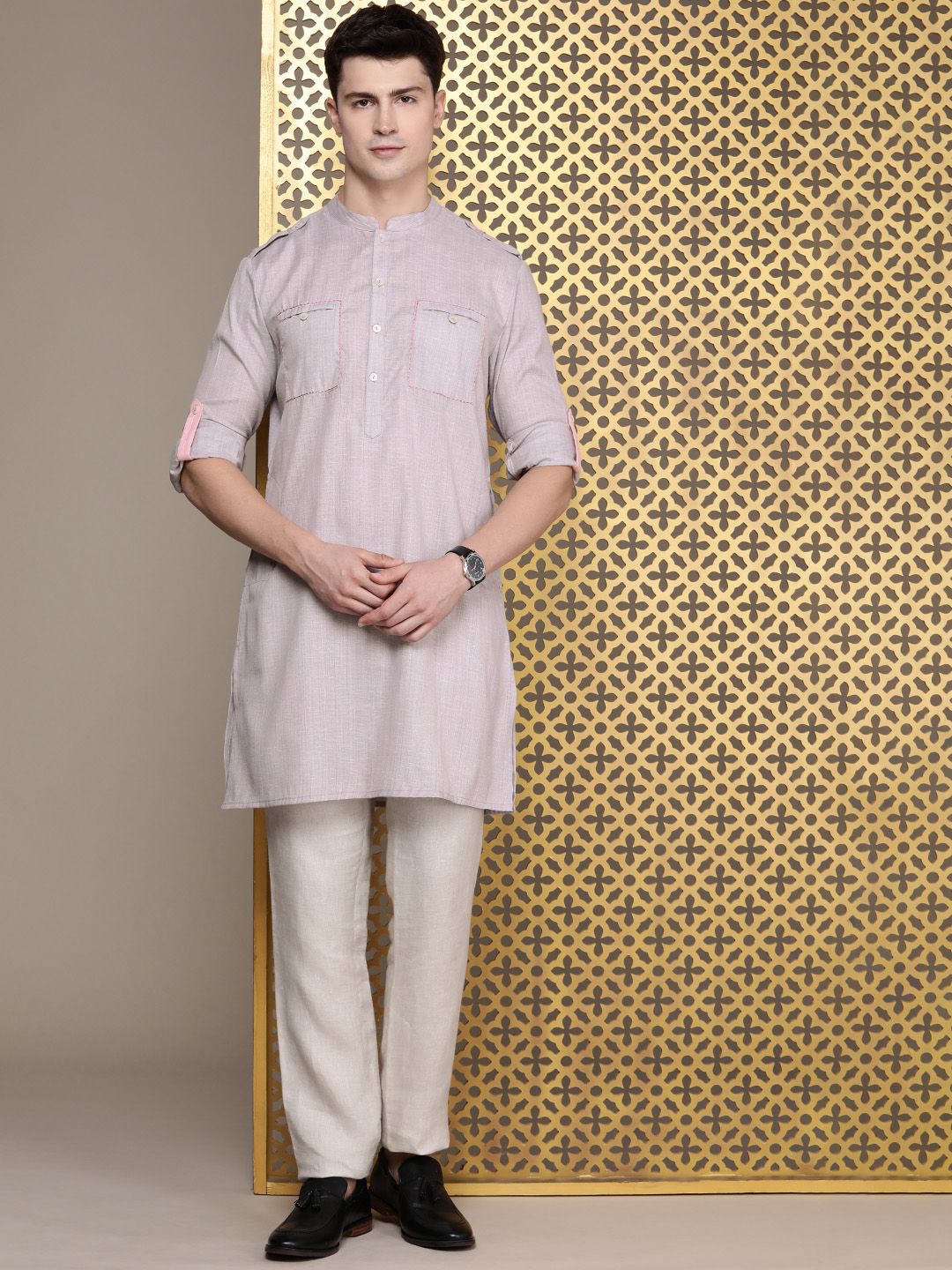 House of Pataudi Solid Rozana Pathani Kurta