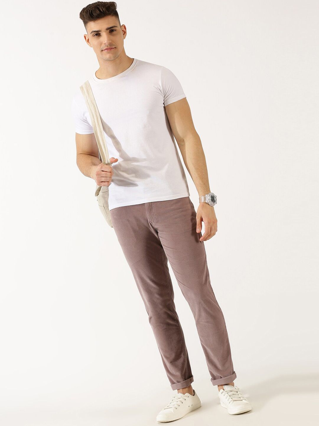 Thomas Scott Men Regular Fit Corduroy Chinos Trousers