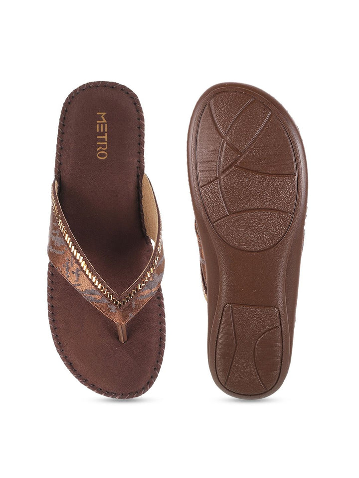 Metro Women Brown Printed Sandal