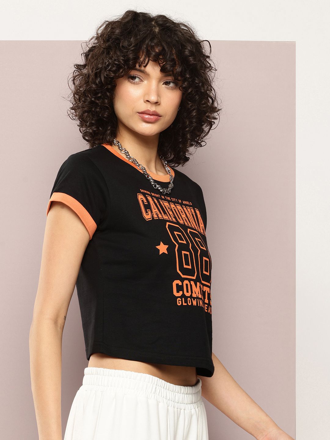 DILLINGER Womens Regular Cropped Short Sleeve Printed Tshirt