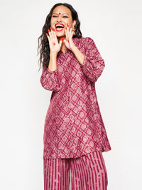 Global Desi Bandhani Printed Straight Kurta With Palazzo
