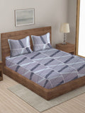 KLOTTHE Grey Geometric Polycotton 210 TC King Halus Cadar dengan 2 Sarung Bantal-98 x 89 inci