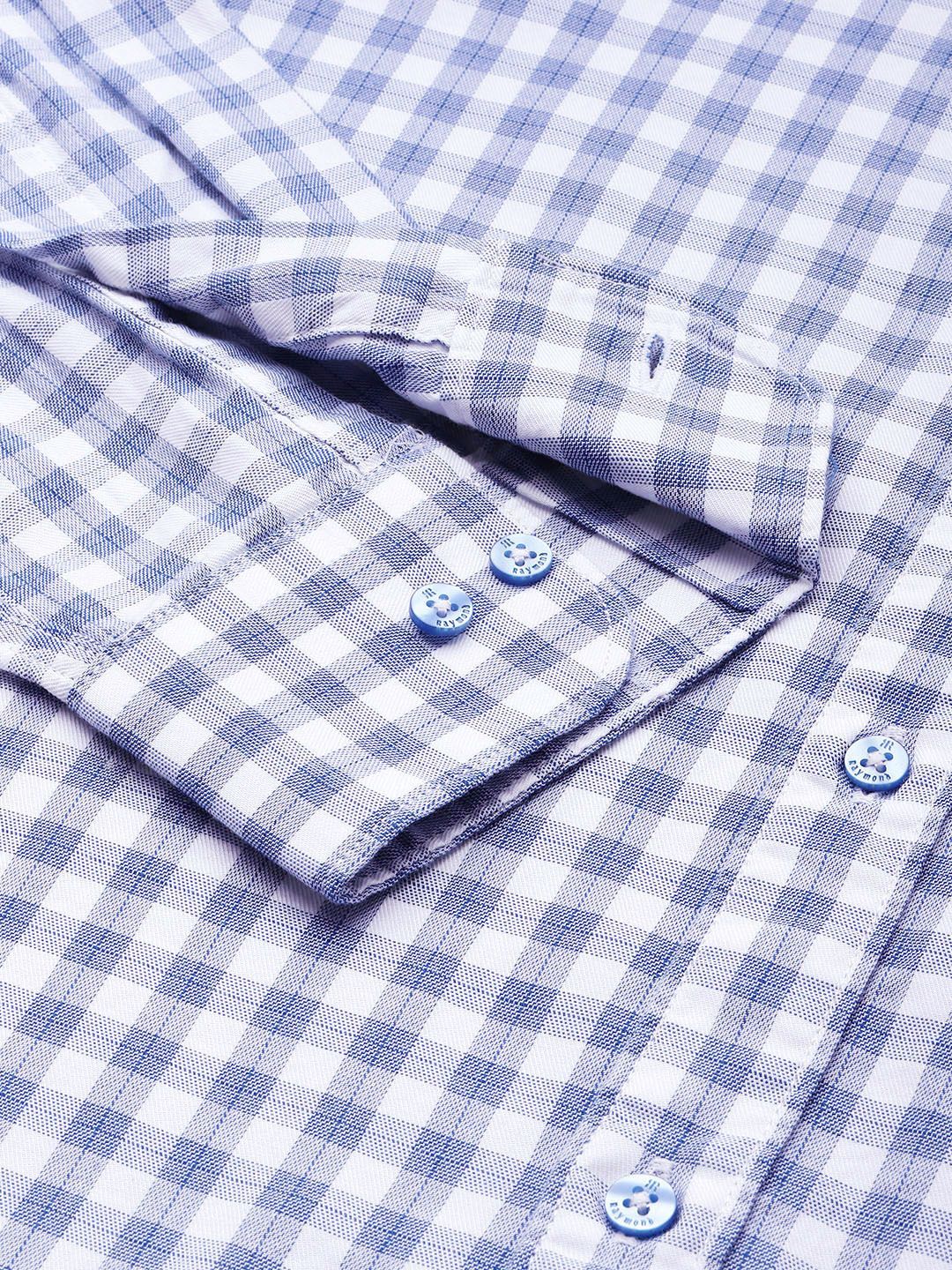 Raymond Pure Cotton Slim Fit Checked Casual Shirt