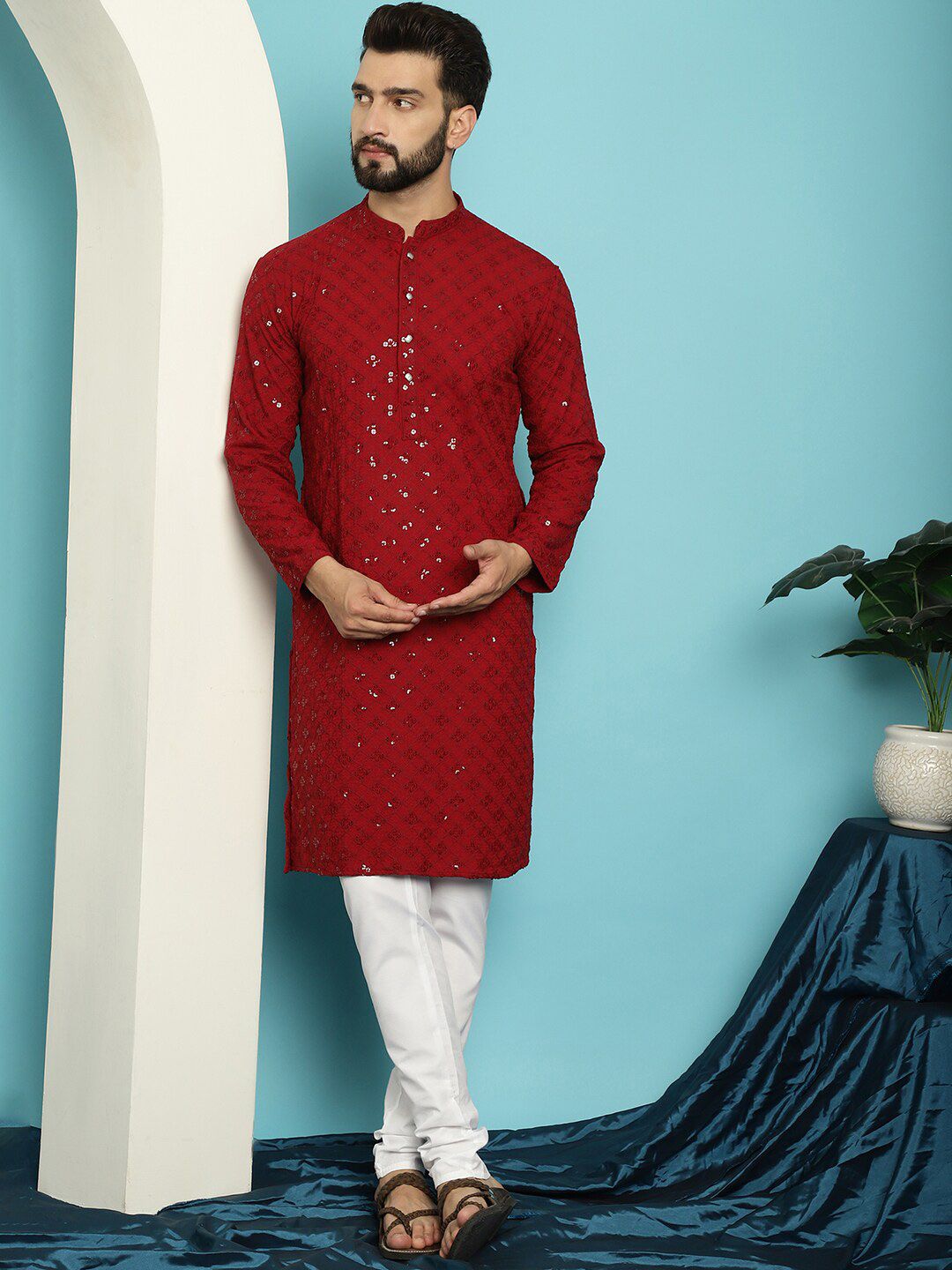 SOJANYA Kurta Kapas Tulen Bersulam Labuci Dengan Churidar