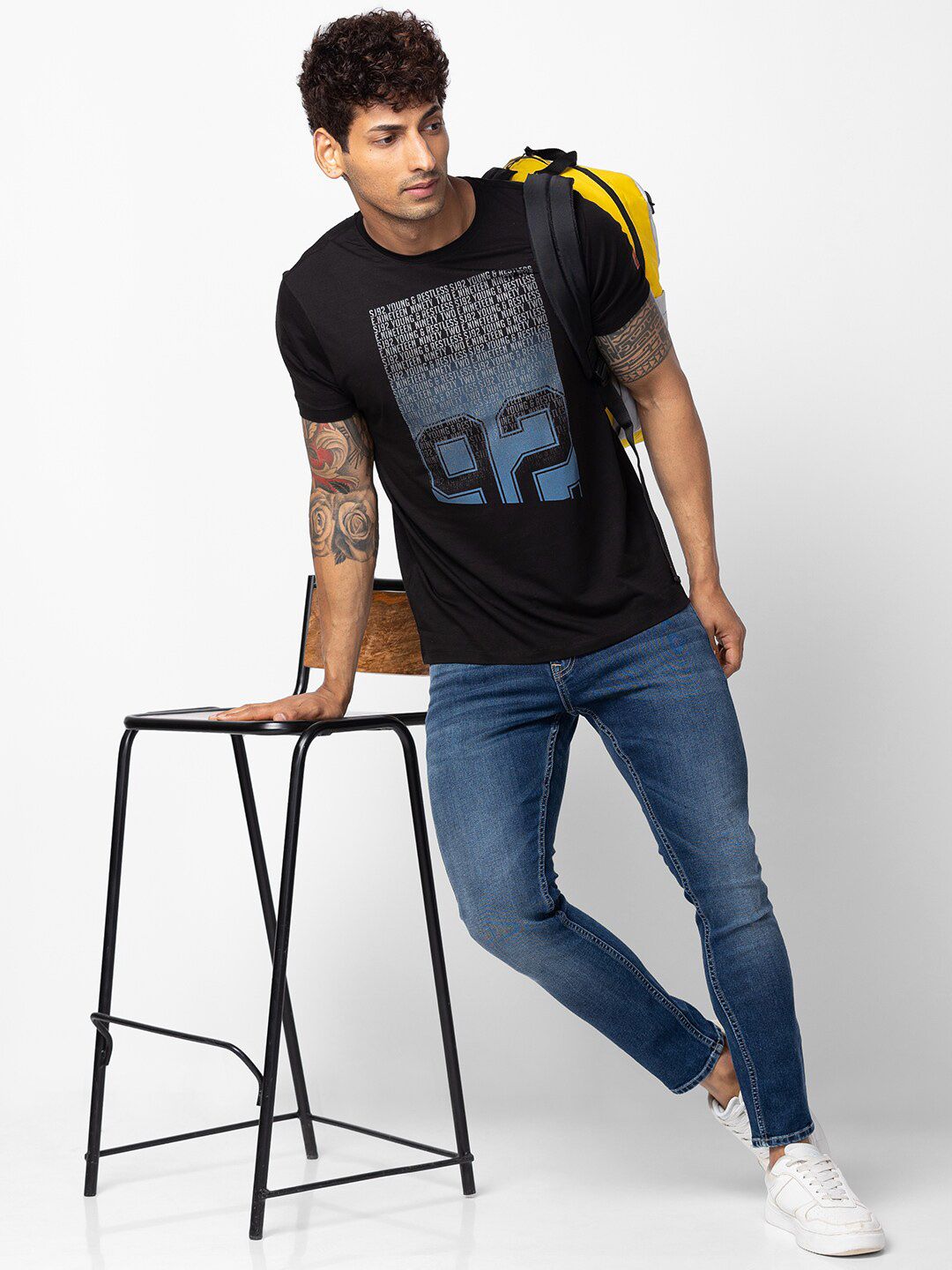 SPYKAR Men Typography Printed Slim Fit Cotton T-shirt