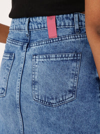 DressBerry Women Urban Edge High Rise Ripped Denim Faded Asymmetric A-Line Skirt