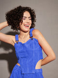 SASSAFRAS Ribbed Shoulder Straps Corduroy Cotton Crop Top