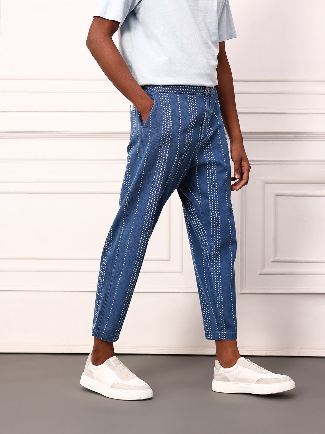Mr Bowerbird Men Striped Pure Cotton Regular Trousers