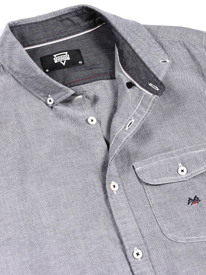 Thomas Scott Premium Button-Down Collar Chambray Pure Cotton Casual Shirt