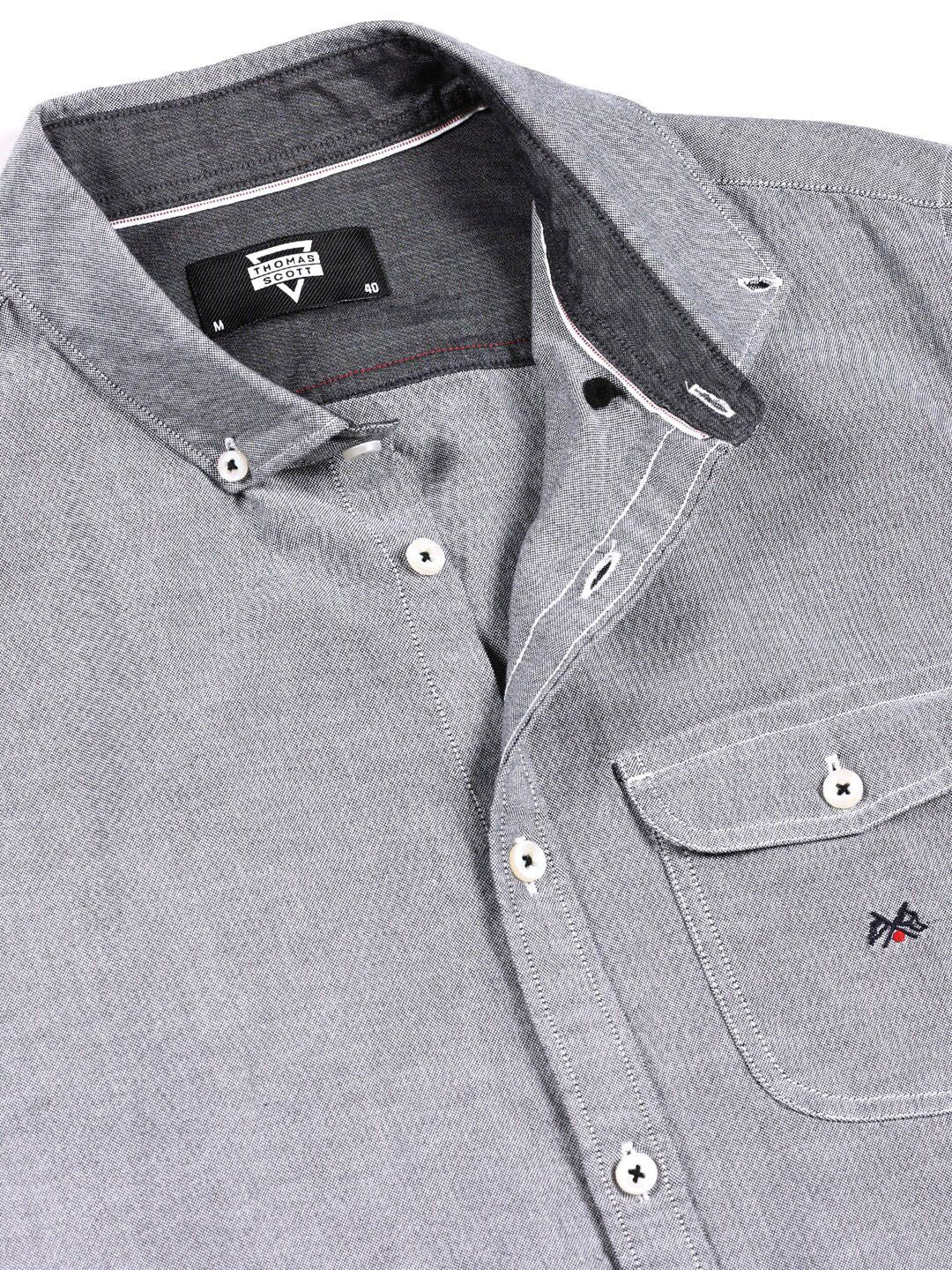 Thomas Scott Premium Button-Down Collar Chambray Pure Cotton Casual Shirt