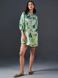 AND Floral Printed A-Line Pure Cotton Mini Dress