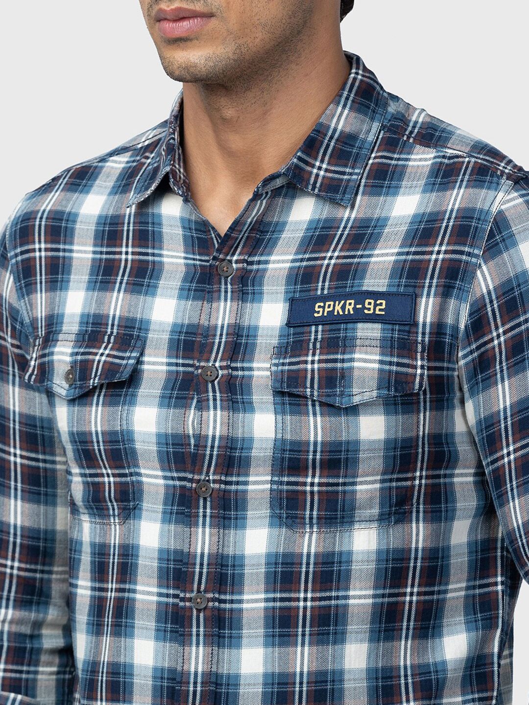 SPYKAR Men Slim Fit Tartan Checks Checked Cotton Casual Shirt