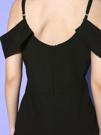 Berrylush Women Black Solid New Neckline Dress
