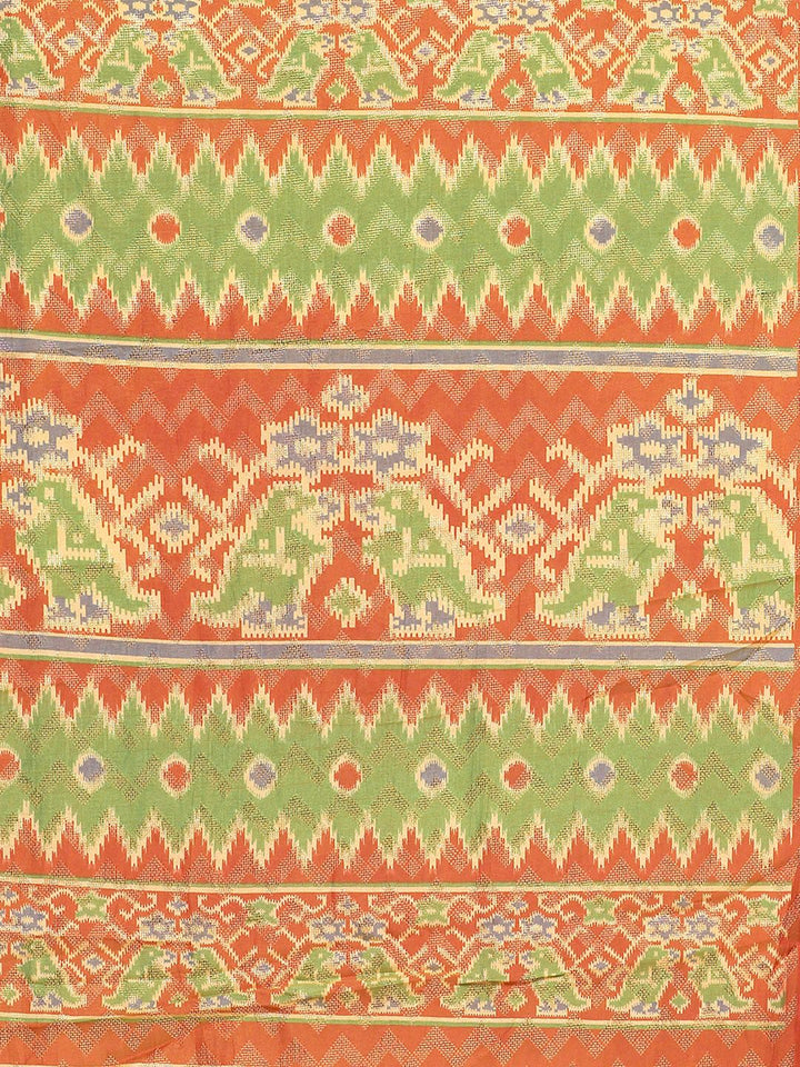 Saree mall Green & Rust Orange Woven Design Saree
