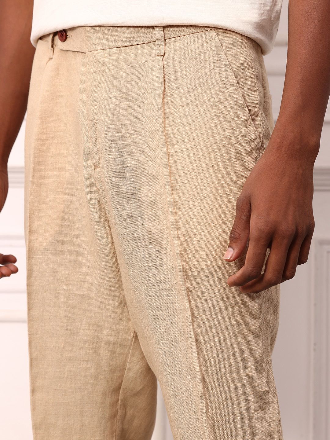 Mr Bowerbird Pure Linen Pleated Liberal fit Trousers With a Notepad